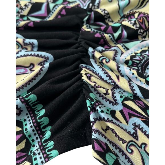 ROZ & ALI COLD SHOULDER SHORT DOLMAN SLV  CREW NECK, WOMAN, 1X, PURPLE TEAL YELL - Picture 9 of 12